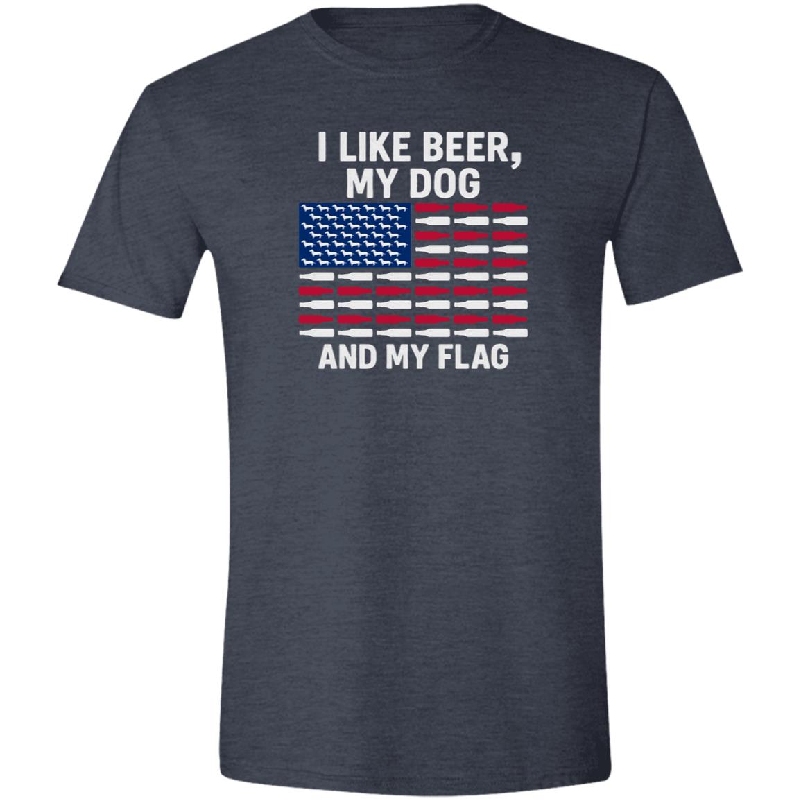 CustomCat T-Shirts Heather Navy / X-Small I Like Beer, My Dog, and My Flag (Dachshunds) T-Shirt