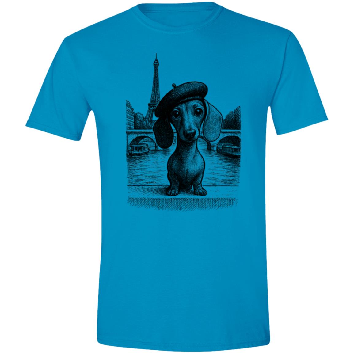 CustomCat T-Shirts Sapphire / S Dachshund in Paris T-Shirt