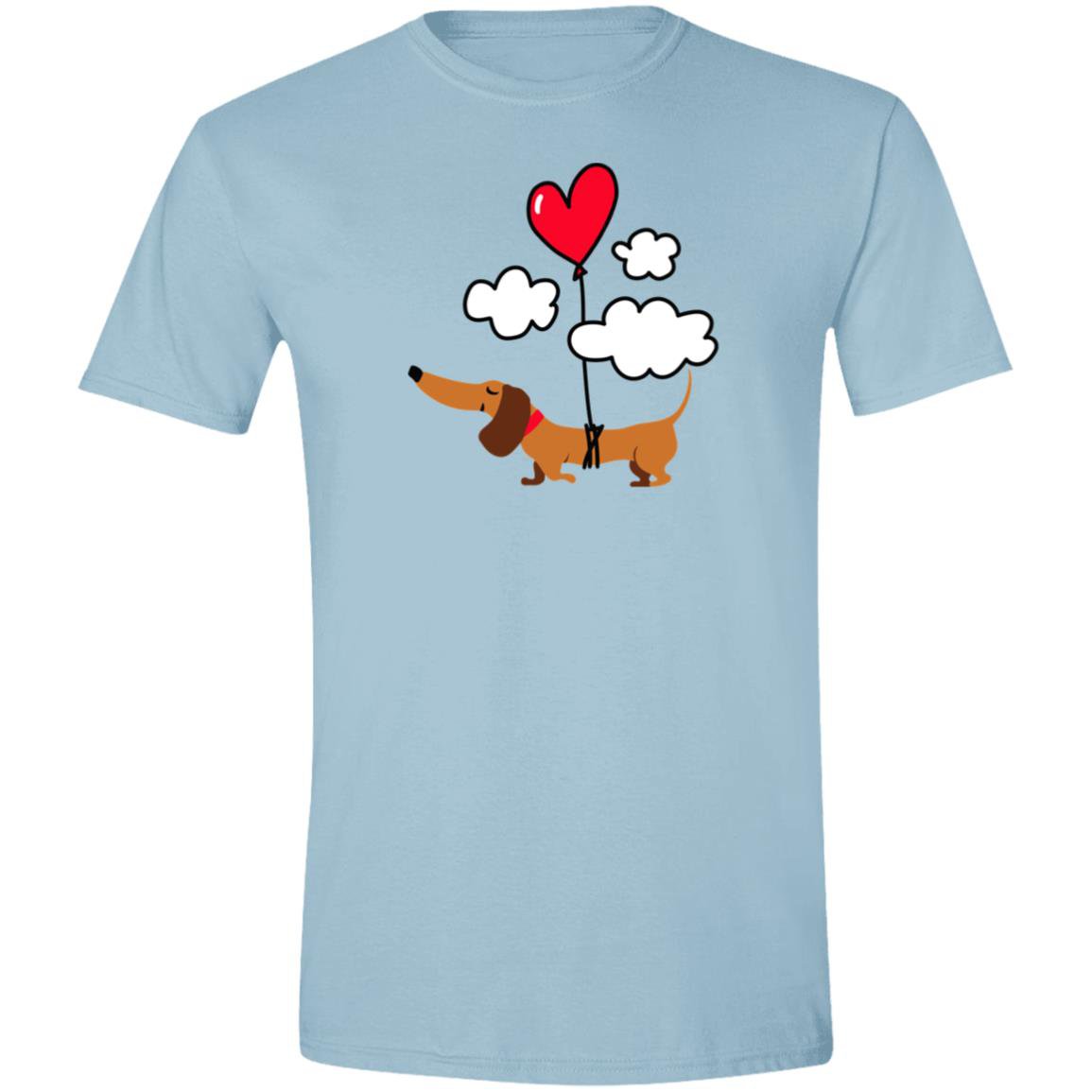 CustomCat T-Shirts Light Blue / S Dachshund Up Up and Away Heart Balloon T-Shirts