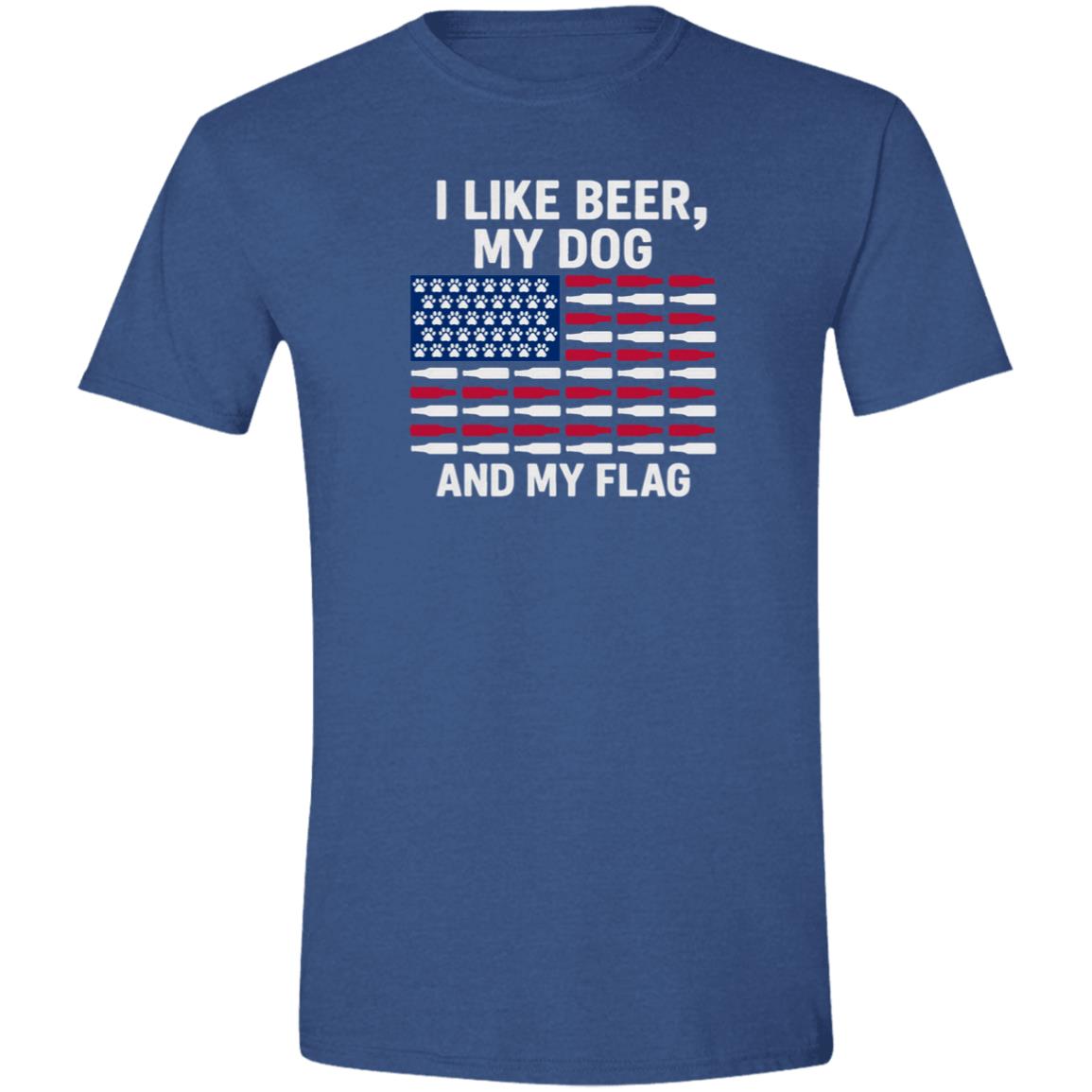 CustomCat T-Shirts Heather Royal / X-Small I Like Beer, My Dog, and My Flag (paws) T-Shirt