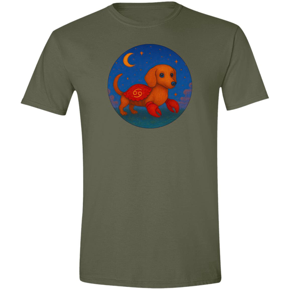 CustomCat T-Shirts Military Green / S Cancer Dachshund Zodiac T-Shirt