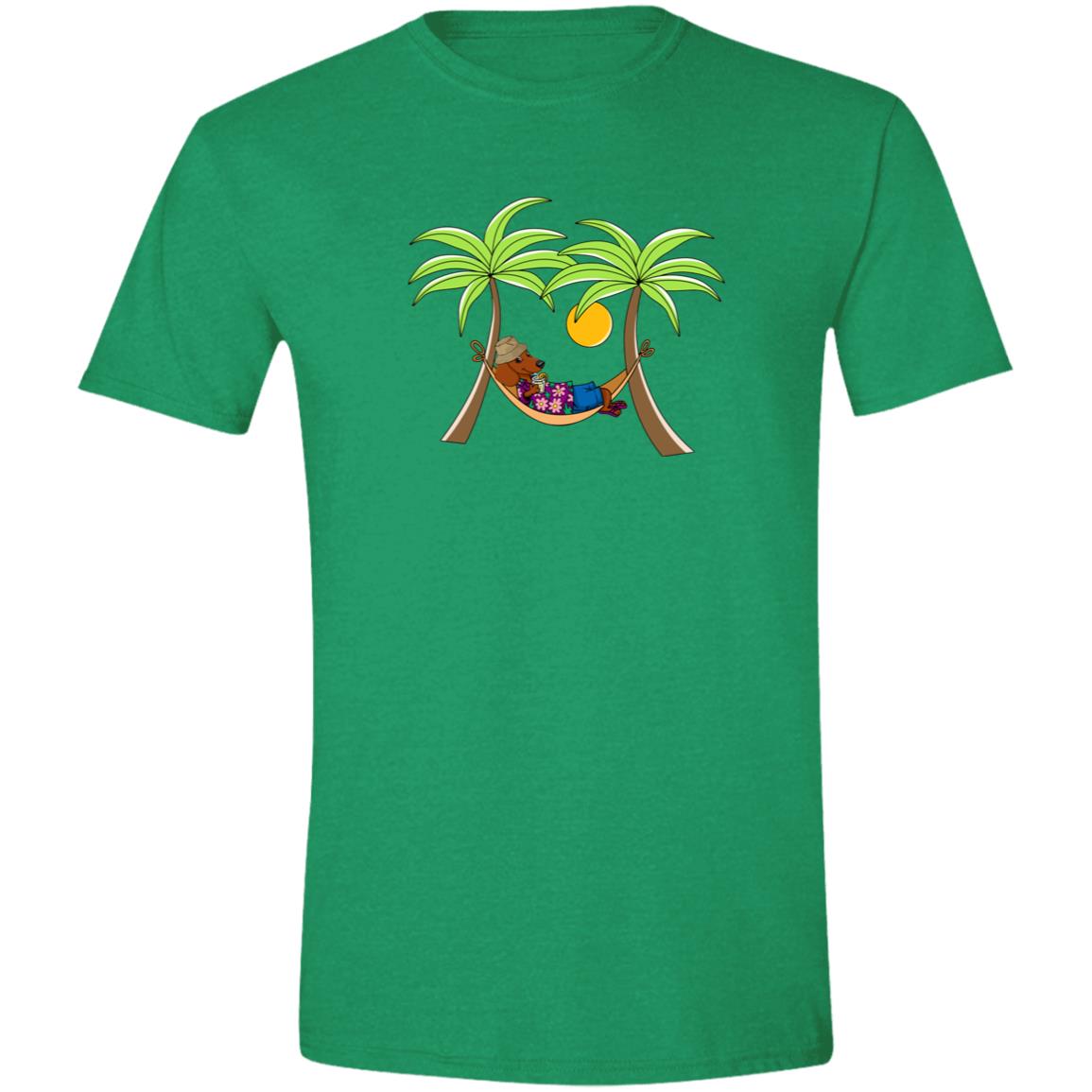 CustomCat T-Shirts Heather Irish Green / S Dachshund Hammock Happy Place T-Shirt - Brown