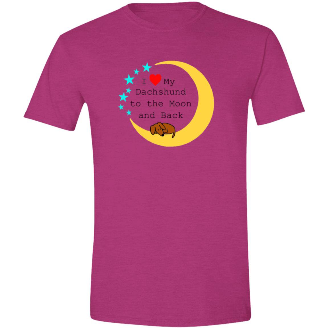 CustomCat T-Shirts Antique Heliconia / S I Love My Dachshund To The Moon and Back (Brown/Red) T-Shirt