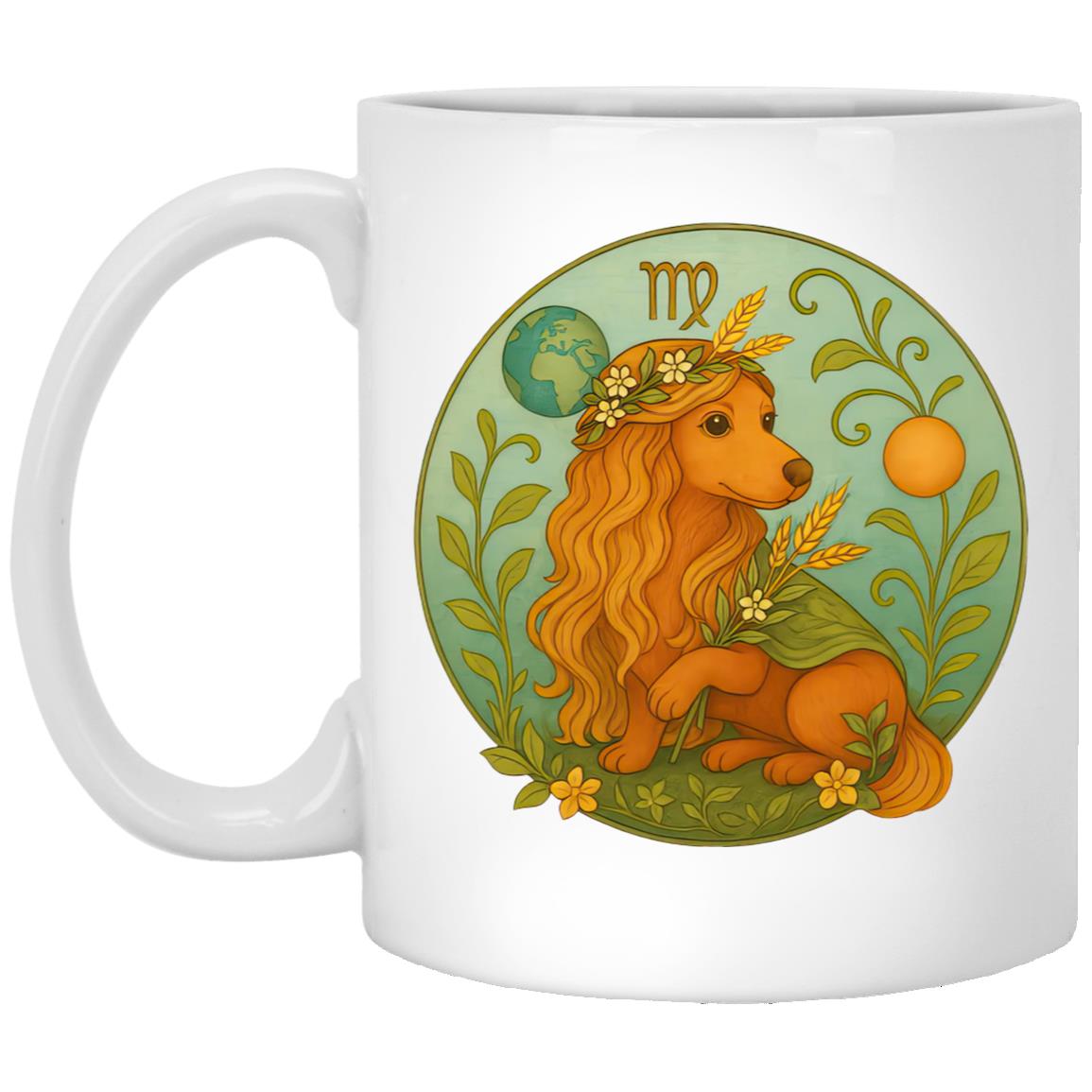 CustomCat Apparel 11oz White Mug / White / One Size Virgo Dachshund Zodiac Mugs