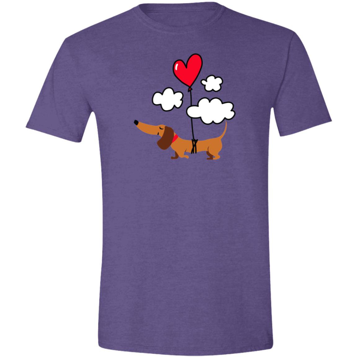 CustomCat T-Shirts Heather Purple / S Dachshund Up Up and Away Heart Balloon T-Shirts