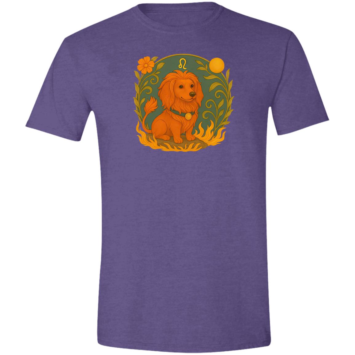 CustomCat T-Shirts Heather Purple / S Leo Dachshund Zodiac T-Shirt