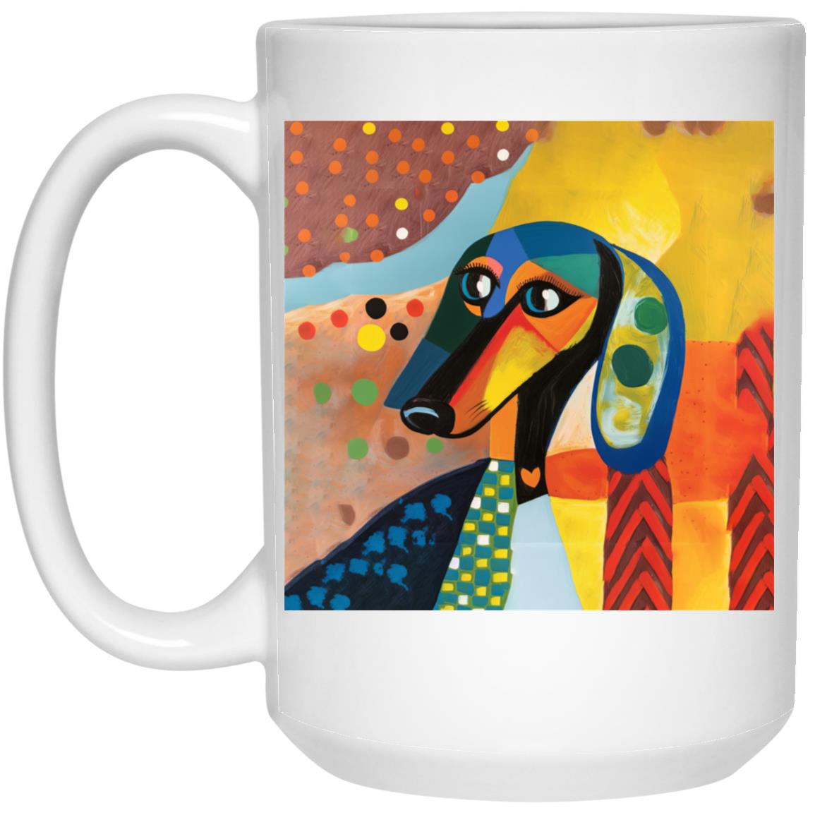 CustomCat Mugs 15oz White Mug Pawcasso Abstract Mugs