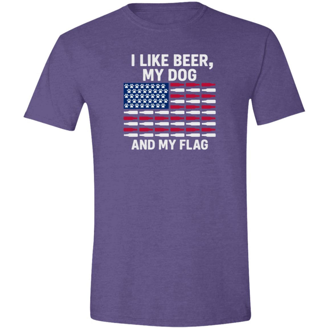CustomCat T-Shirts Heather Purple / X-Small I Like Beer, My Dog, and My Flag (paws) T-Shirt