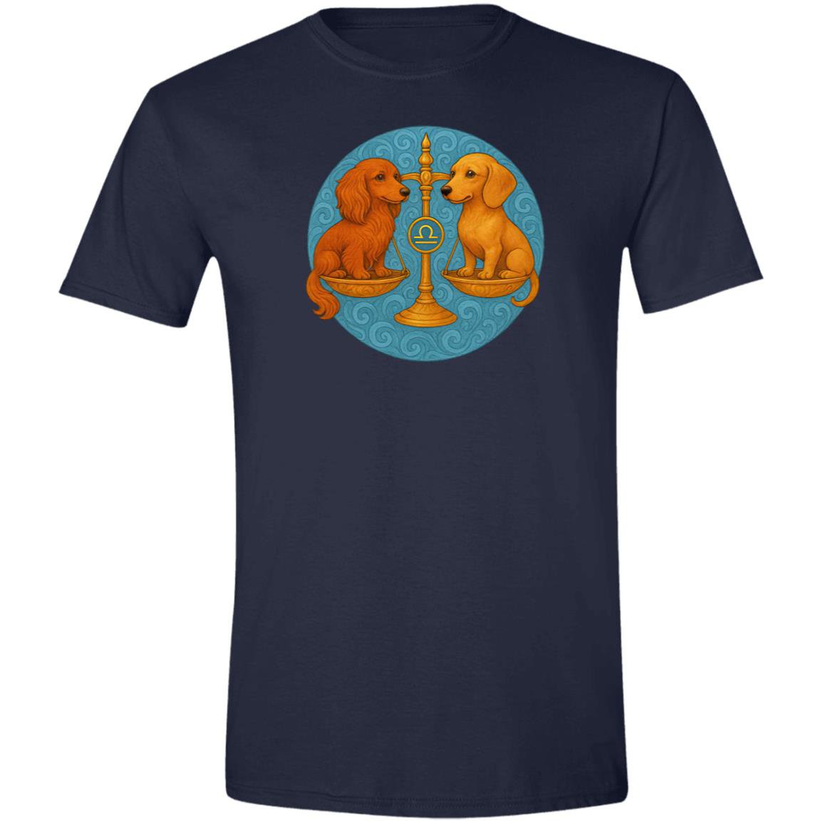 CustomCat T-Shirts Navy / S Libra Dachshund Zodiac T-Shirt