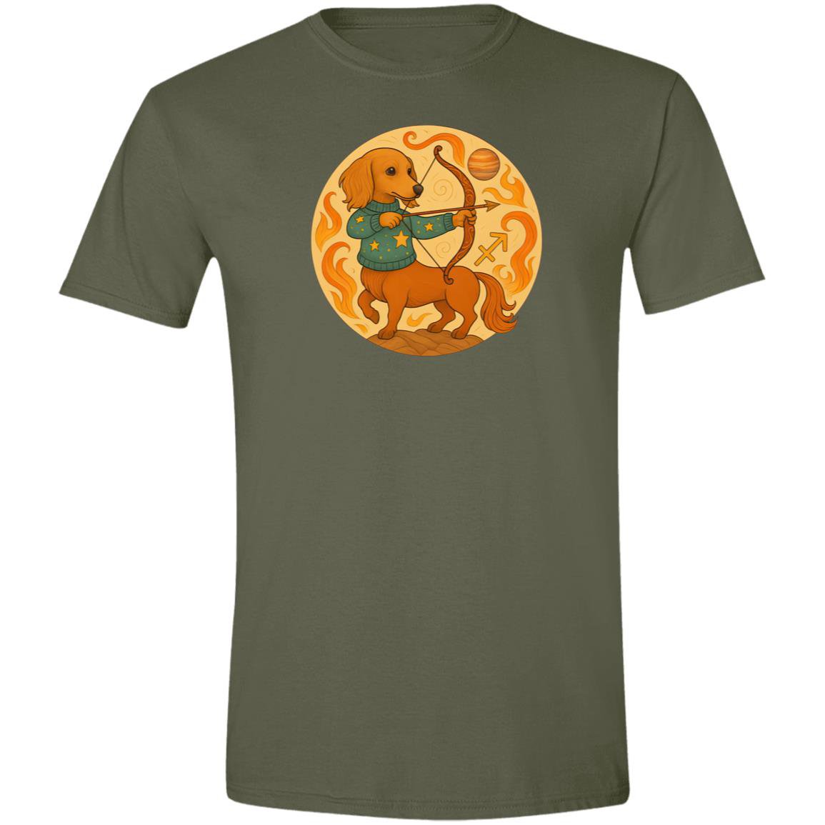 CustomCat T-Shirts Military Green / S Sagittarius Dachshund Zodiac T-Shirt
