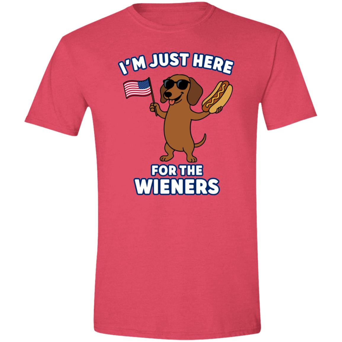 CustomCat T-Shirts Heather Red / X-Small I’m Just Here for the Wieners T-Shirt