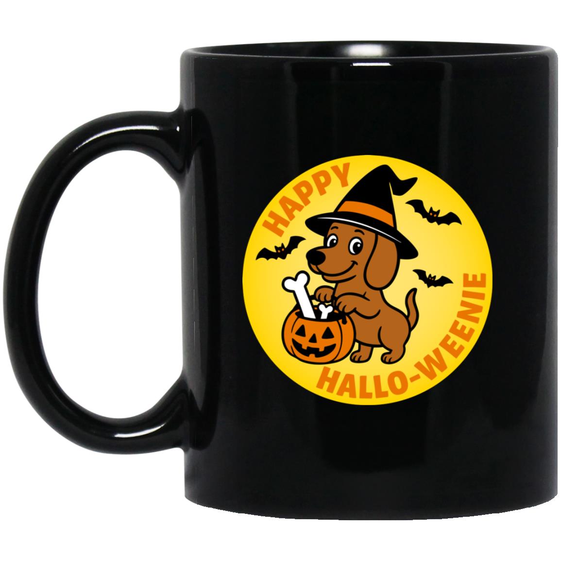 CustomCat Mugs 11oz Black Mug Dachshund Halloweenie Short Hair Brown/Red Mugs