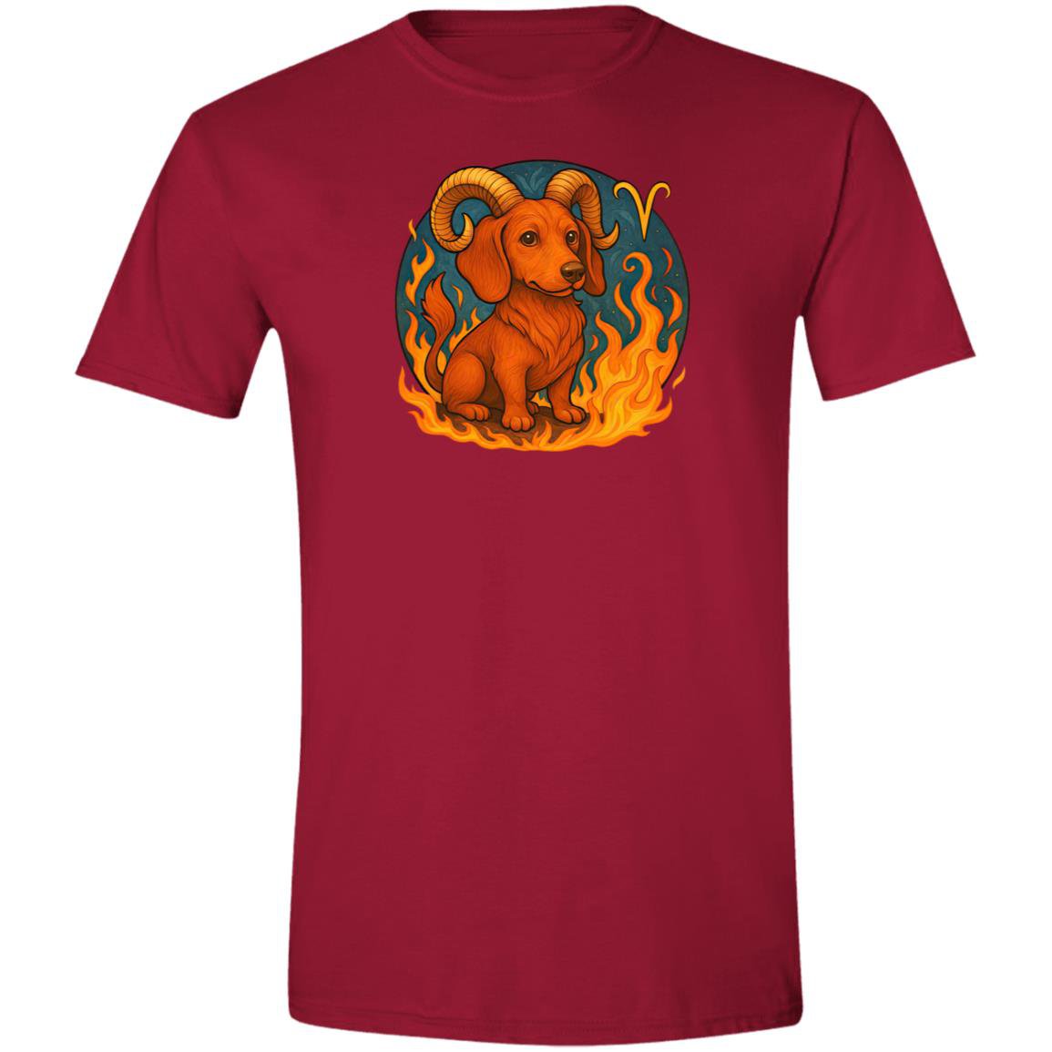 CustomCat T-Shirts Cardinal Red / S Aries Dachshund Zodiac T-Shirt