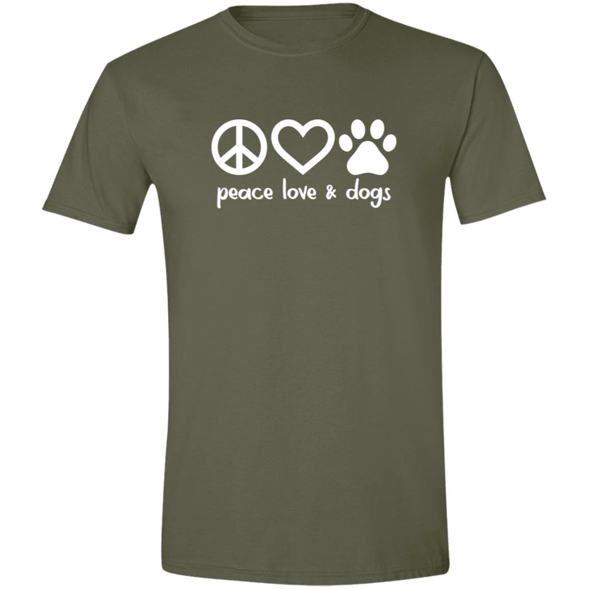 CustomCat T-Shirts Military Green / S Peace, Love & Dogs T-Shirt