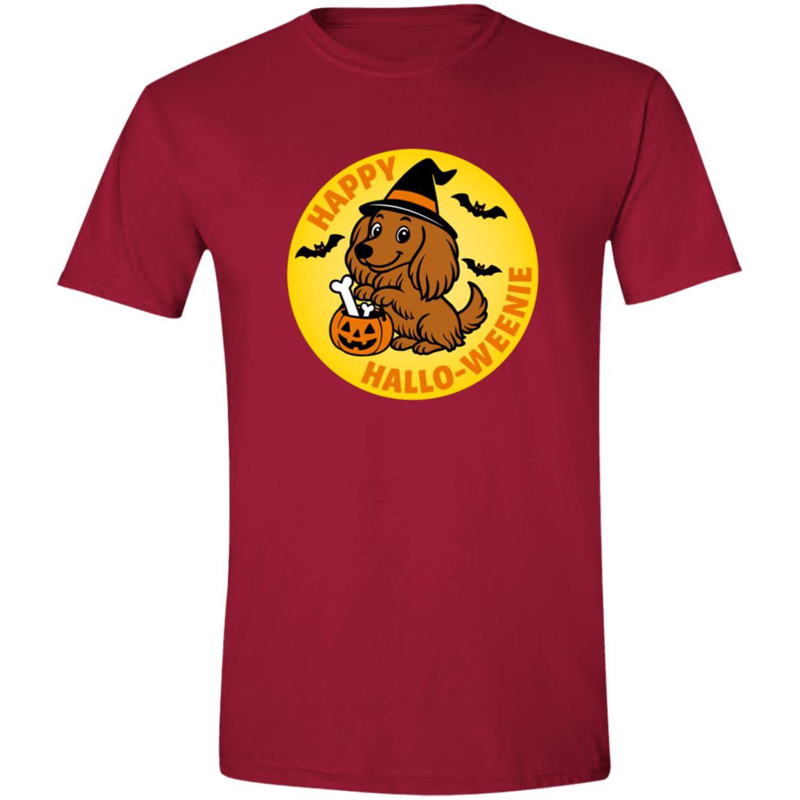 CustomCat T-Shirts Cardinal Red / S Dachshund Halloweenie Long Hair Brown/Red T-Shirts
