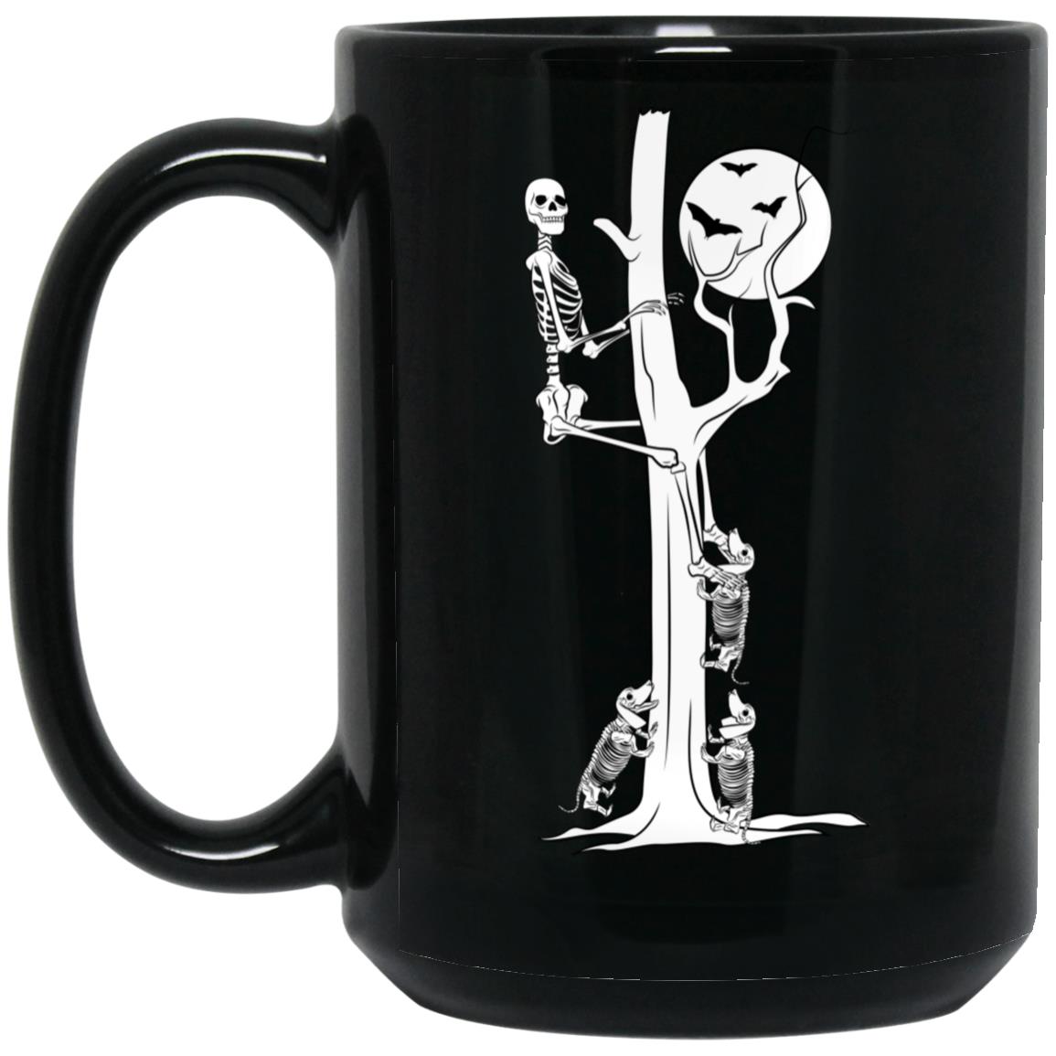 CustomCat Mugs 15oz Black Mug Dachshunds Bad to the Bone Mugs