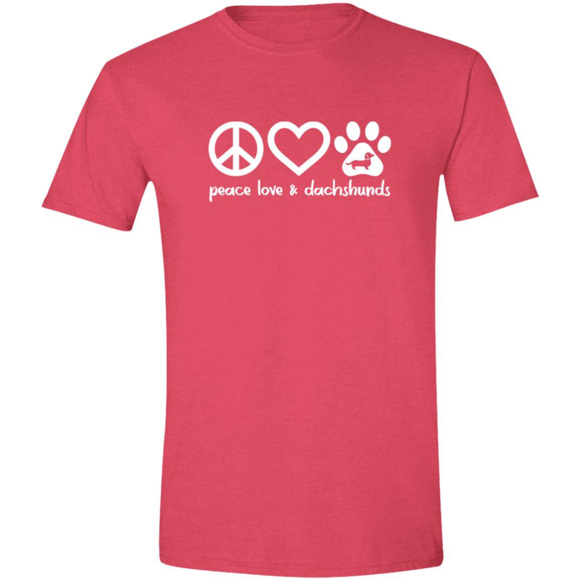 CustomCat T-Shirts Heather Red / S Peace, Love & Dachshunds T-Shirt