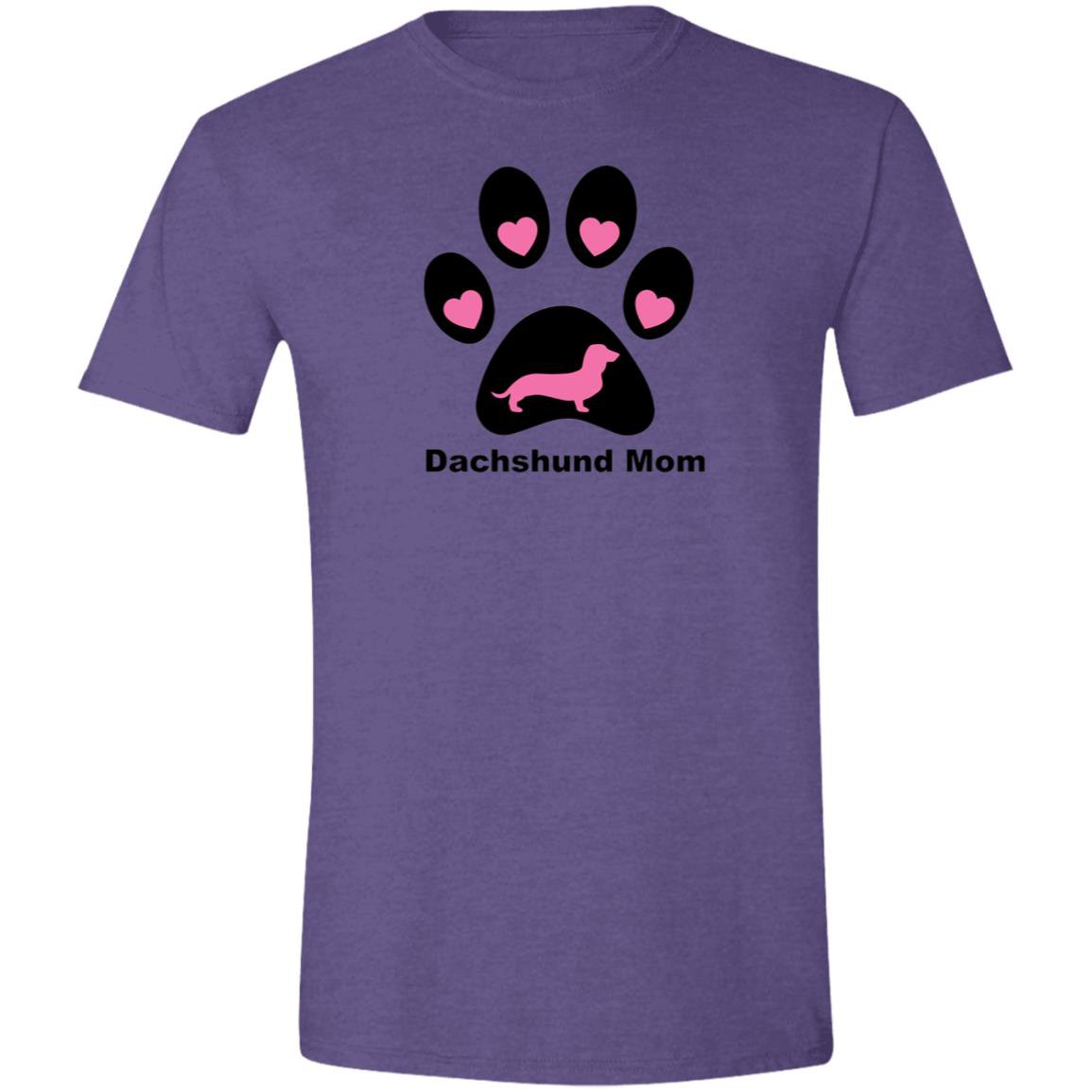 CustomCat T-Shirts Heather Purple / S Dachshund Mom Heart Paw T-Shirt