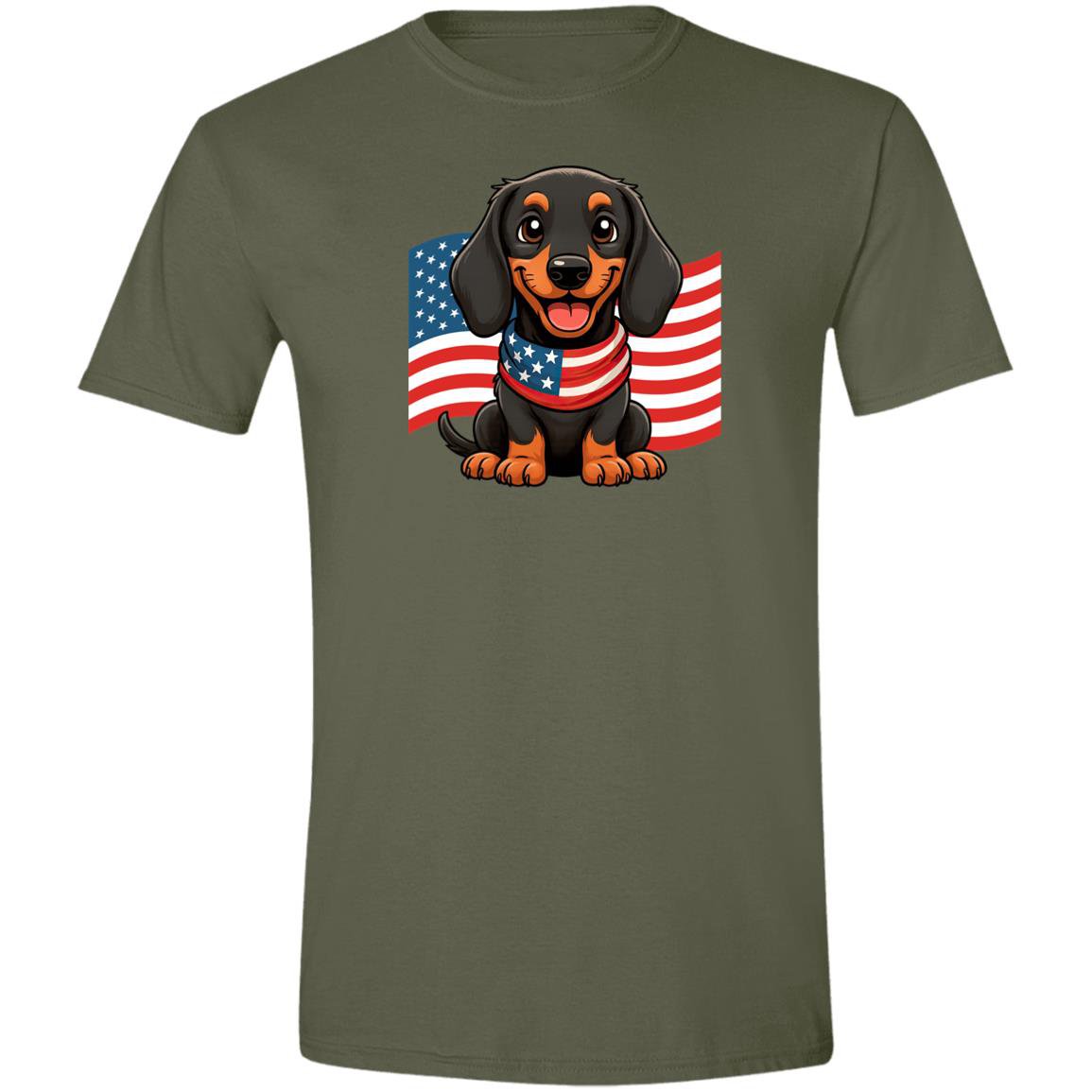 CustomCat T-Shirts Military Green / S Dachshund Stars, Stripes & Smiles T-Shirt