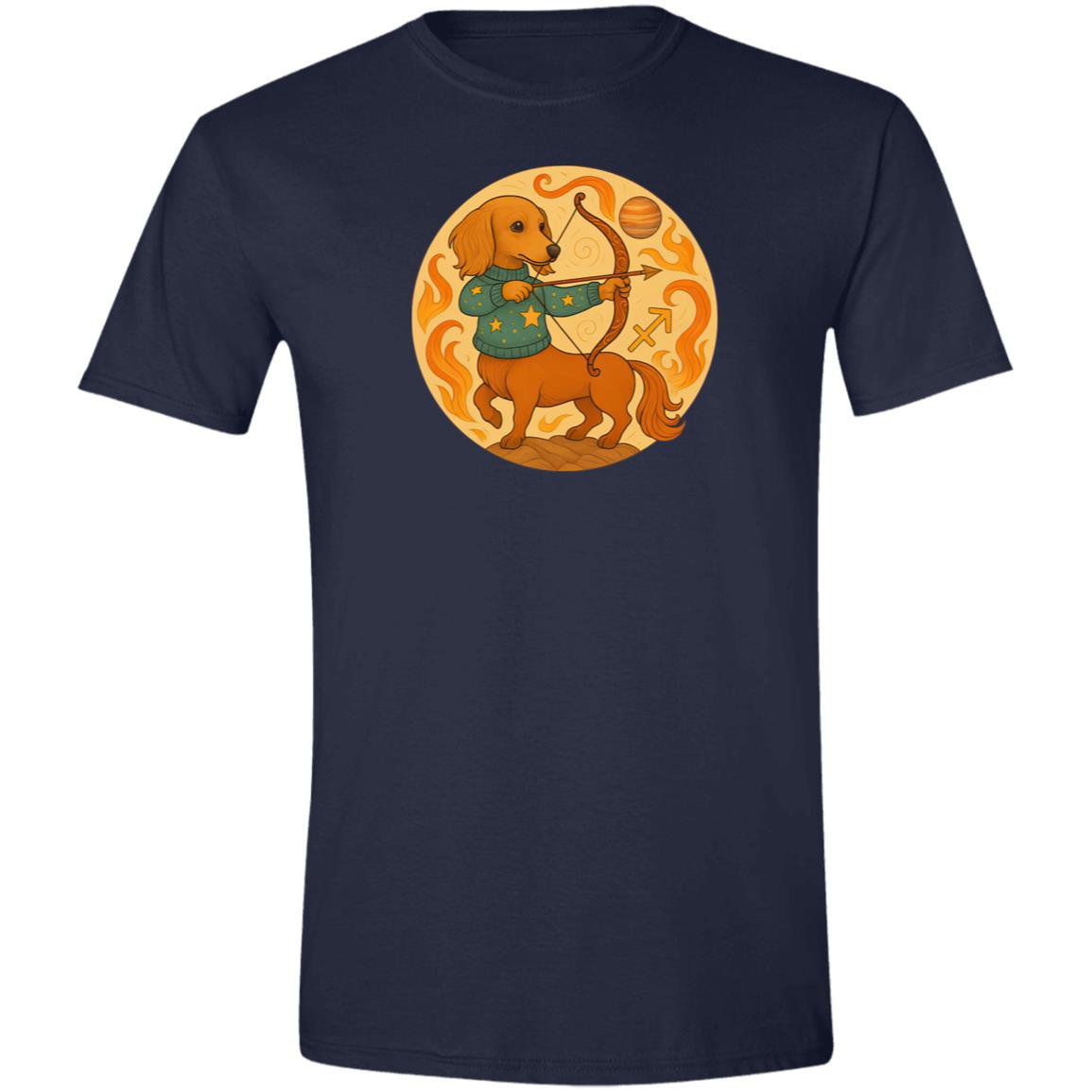 CustomCat T-Shirts Navy / S Sagittarius Dachshund Zodiac T-Shirt