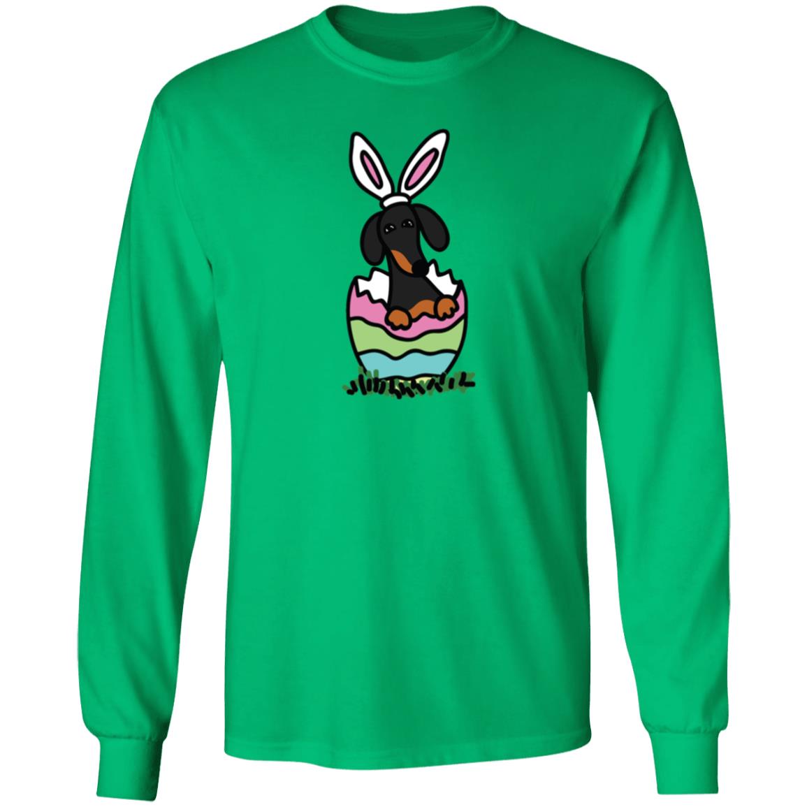 Dachshund Easter Egg Hatch Black and Tan Long Sleeve Shirts