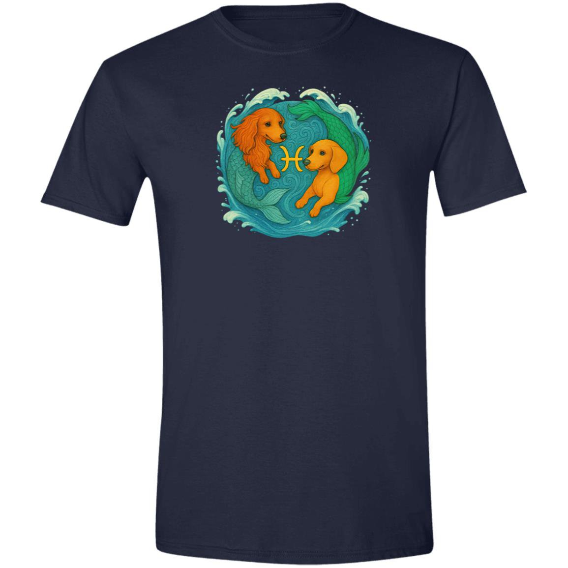 CustomCat T-Shirts Navy / S Pisces Dachshund Zodiac T-Shirt