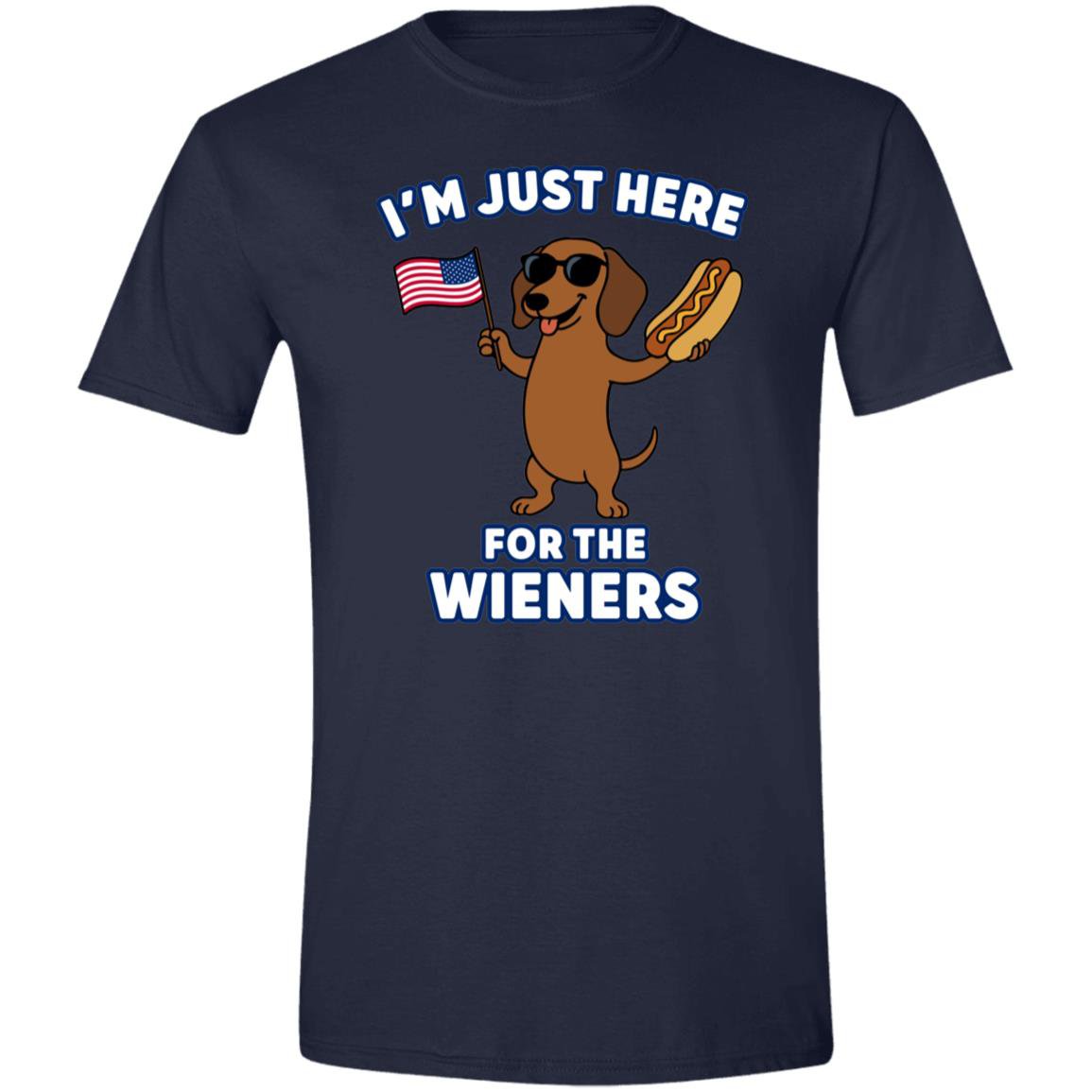 CustomCat T-Shirts Navy / X-Small I’m Just Here for the Wieners T-Shirt