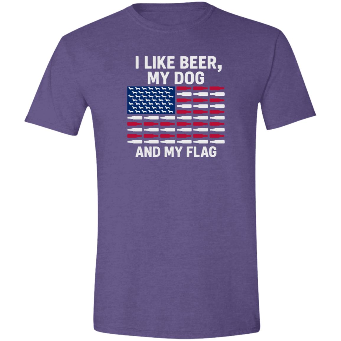 CustomCat T-Shirts Heather Purple / X-Small I Like Beer, My Dog, and My Flag (Dachshunds) T-Shirt
