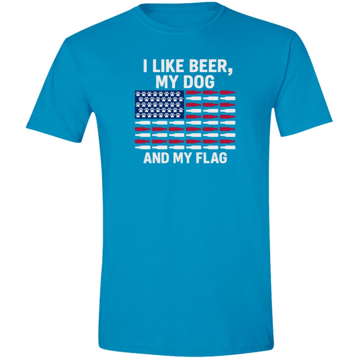 CustomCat T-Shirts Sapphire / X-Small I Like Beer, My Dog, and My Flag (paws) T-Shirt