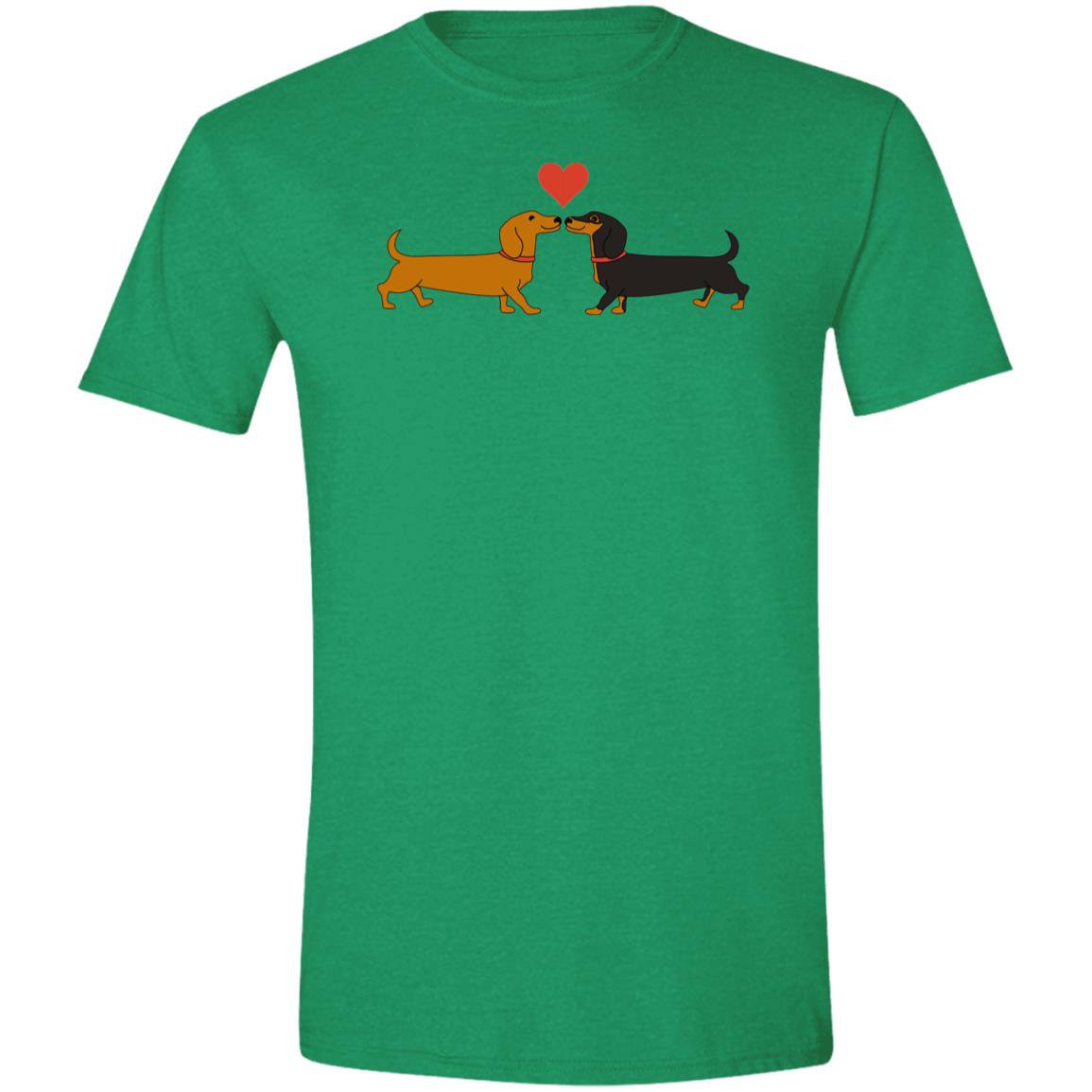 CustomCat T-Shirts Heather Irish Green / S Dachshund Long on Love T-Shirt