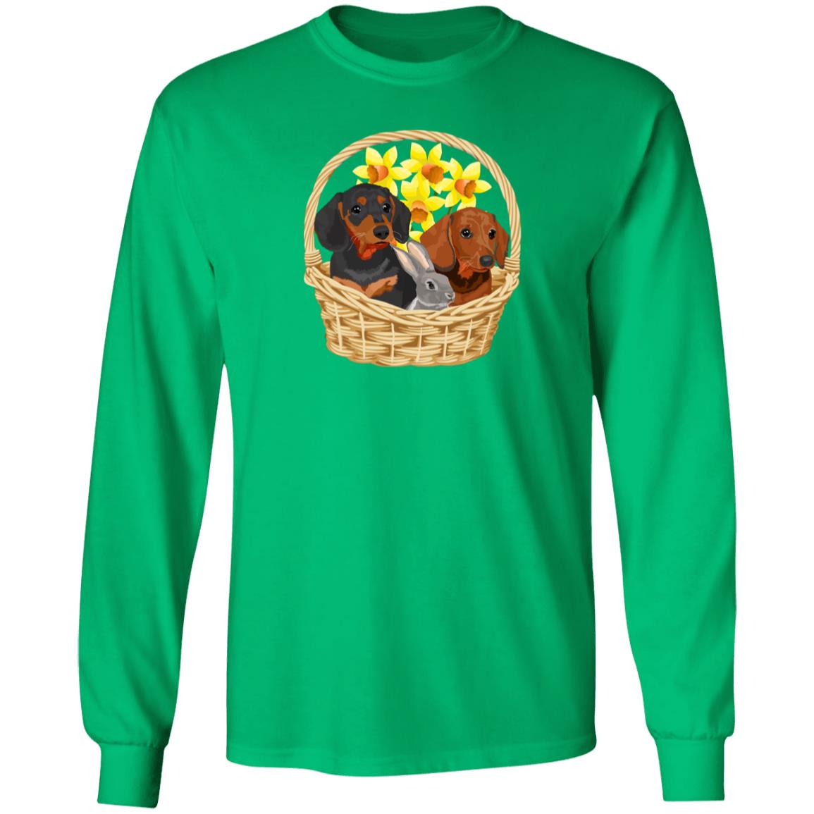 Dachshunds and Bunny Basket Long Sleeve Shirts