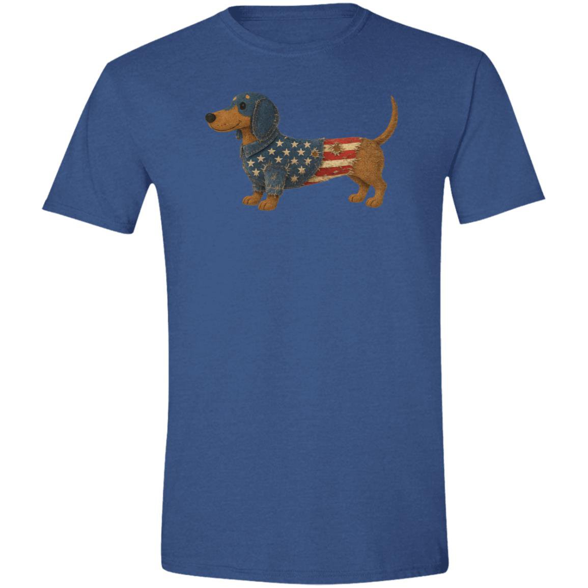 CustomCat T-Shirts Heather Royal / X-Small Dachshund Stars & Stripes Vintage T-Shirt