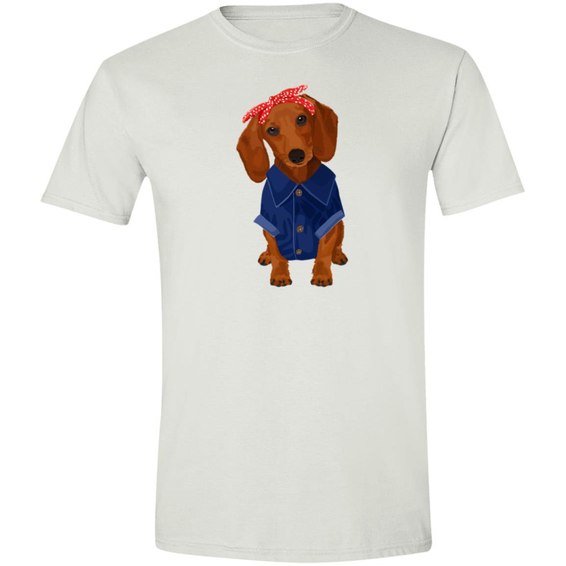 CustomCat T-Shirts White / S Dachshund Brown/Red Rosie the Riveter T-Shirts