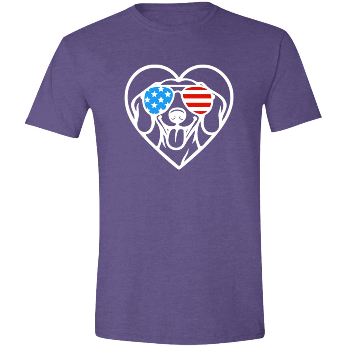 CustomCat T-Shirts Heather Purple / S Dachshund Patriotic Sunglasses T-Shirt