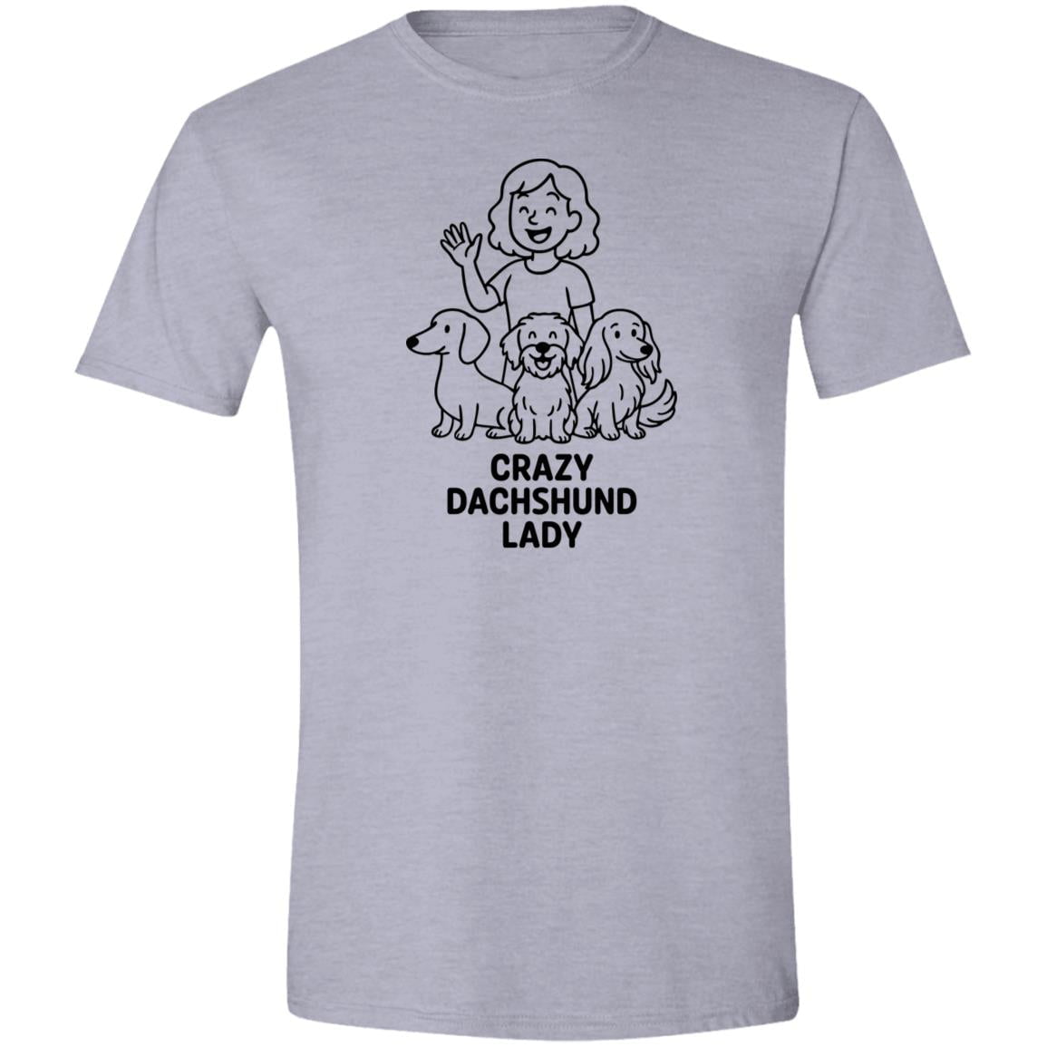 CustomCat Apparel Sport Grey / X-Small Crazy Dachshund Lady T-Shirt