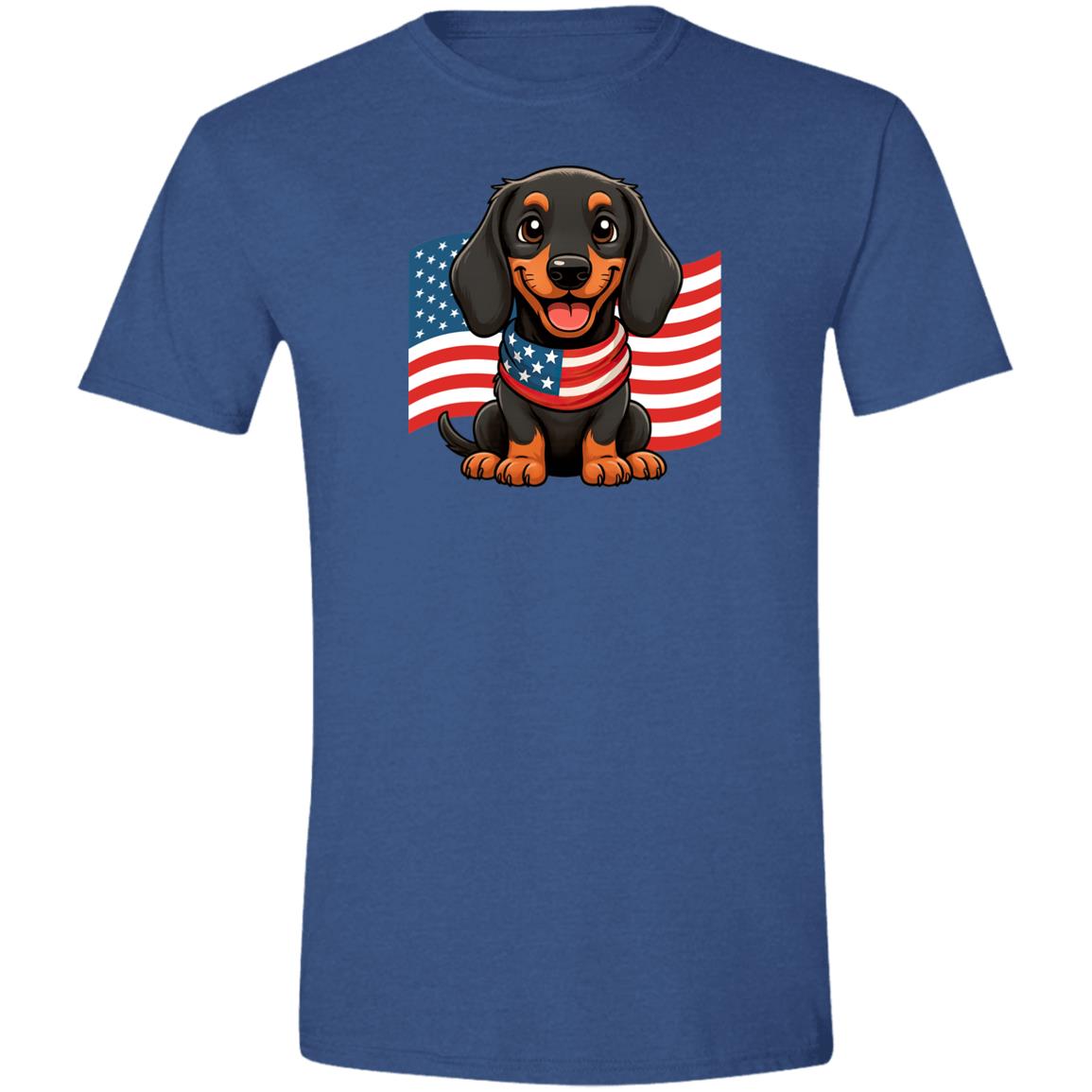 CustomCat T-Shirts Heather Royal / S Dachshund Stars, Stripes & Smiles T-Shirt