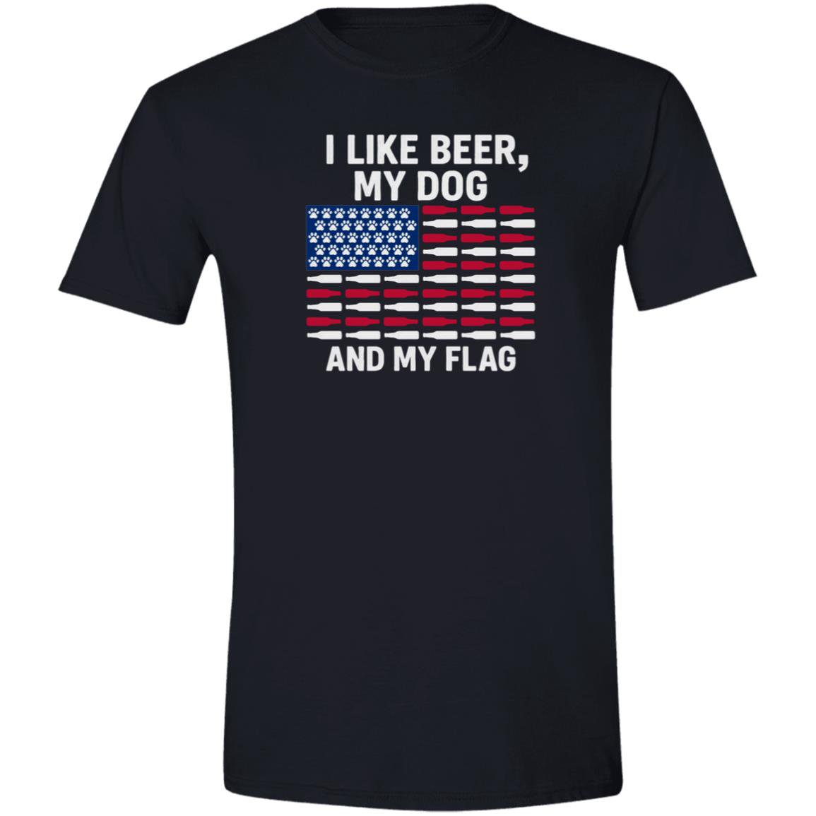 I Like Beer, My Dog, and My Flag (paws) T-Shirt - LoveTheBreed.com