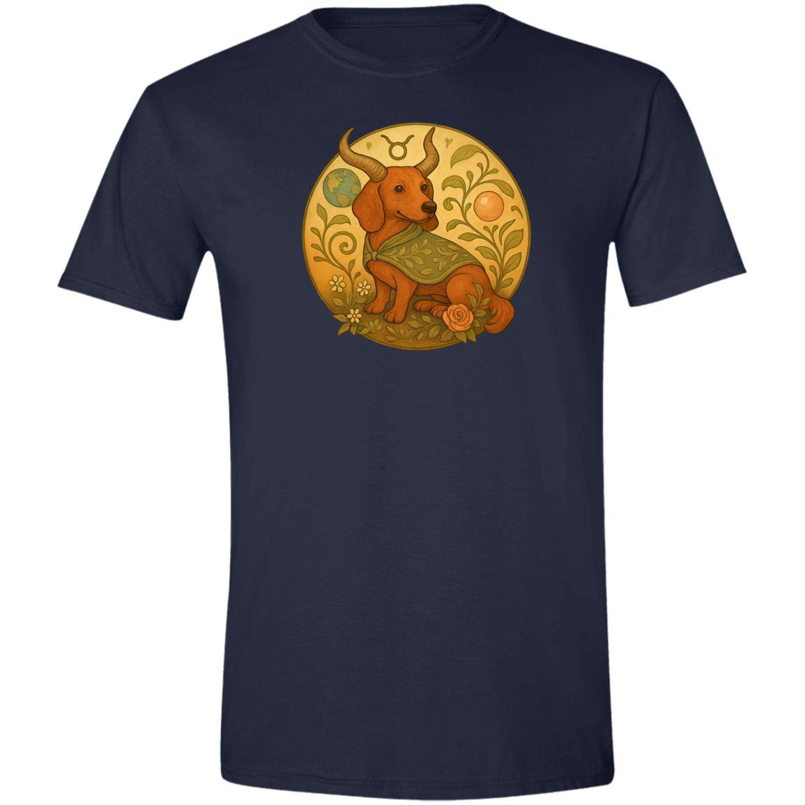 CustomCat T-Shirts Navy / S Taurus Dachshund Zodiac T-Shirt