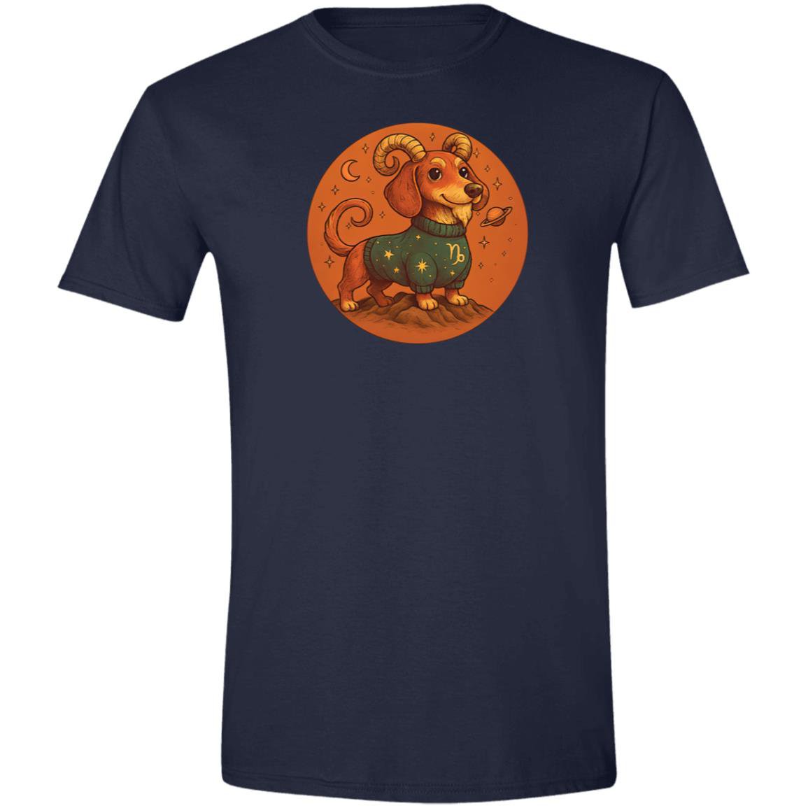 CustomCat T-Shirts Navy / S Capricorn Dachshund Zodiac T-Shirt