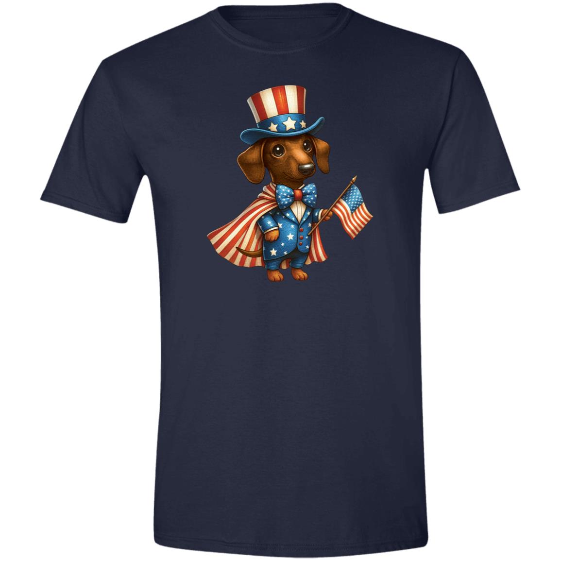 CustomCat T-Shirts Navy / X-Small Dachshund Brown/Red Stars & Stripes T-Shirts