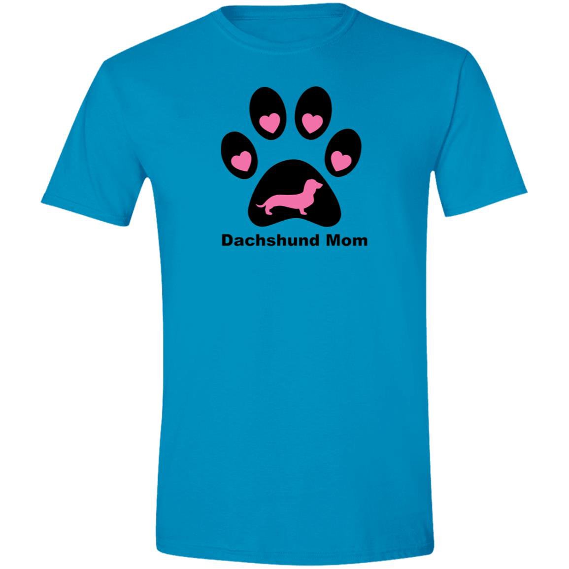 CustomCat T-Shirts White / S Dachshund Mom Heart Paw T-Shirt