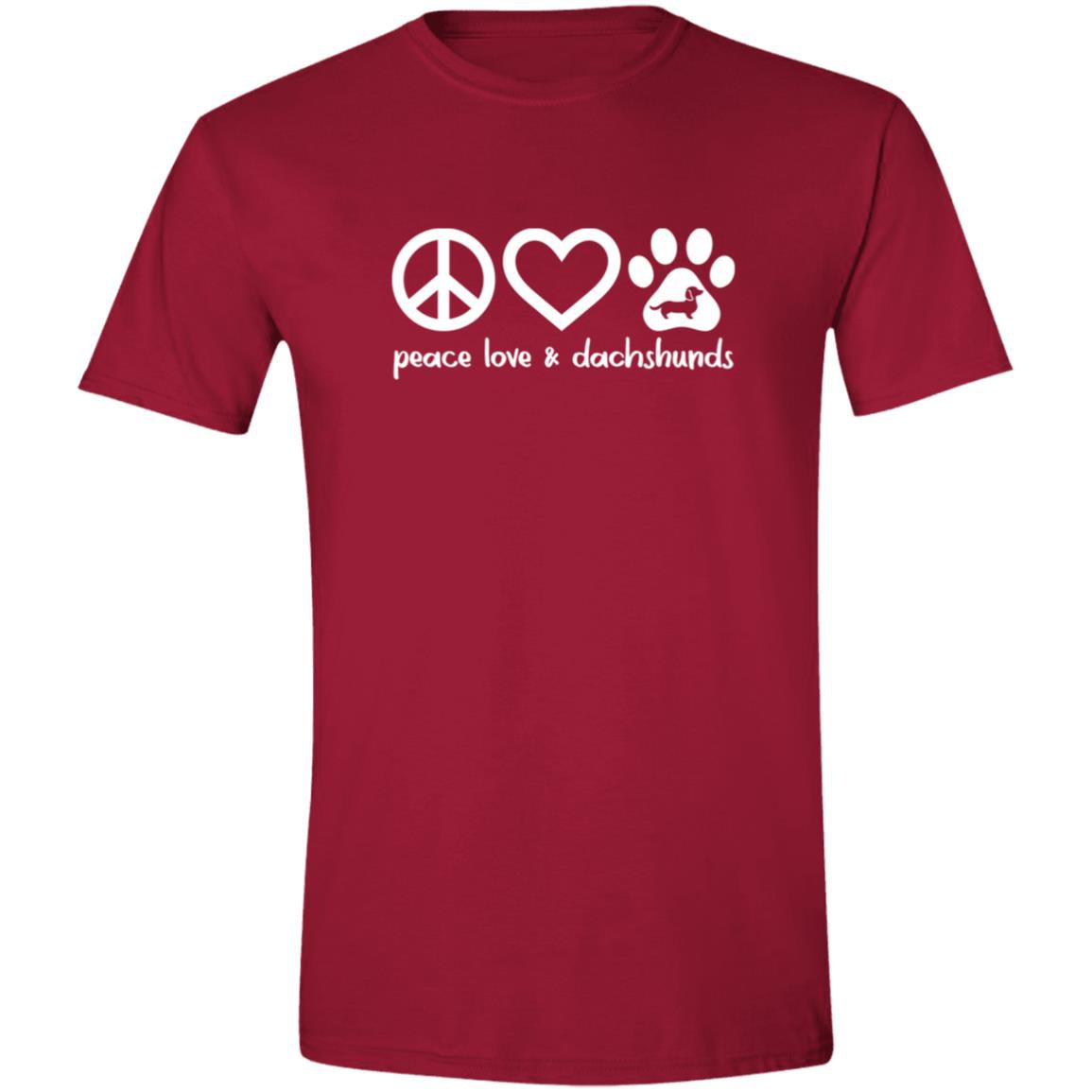 CustomCat T-Shirts Cardinal Red / S Peace, Love & Dachshunds T-Shirt