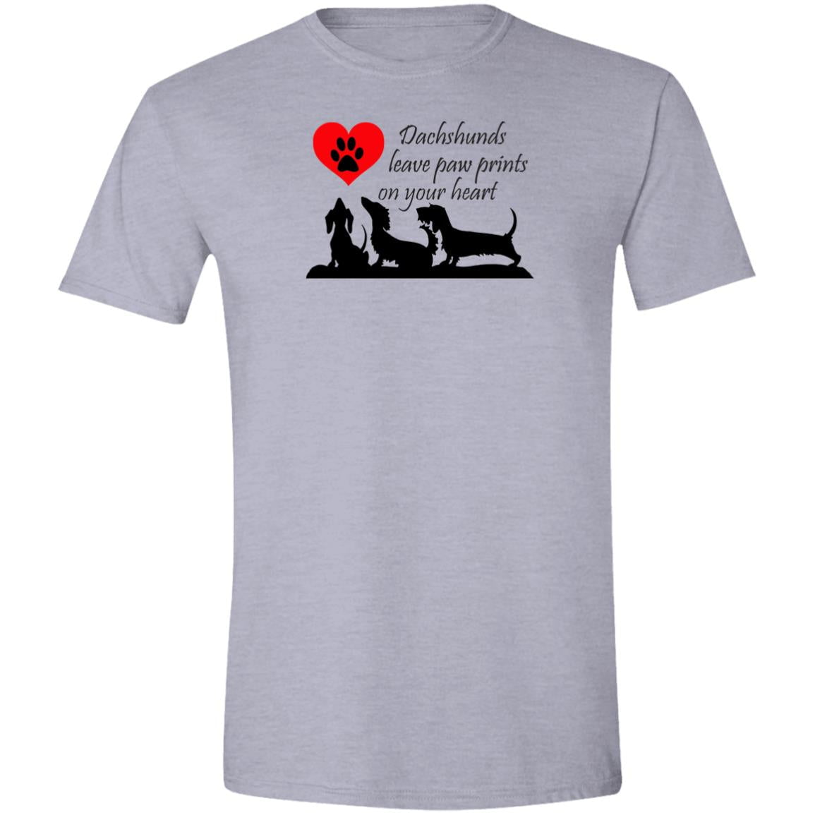 CustomCat T-Shirts Sport Grey / S Dachshunds Leave Paw Prints on Your Heart T-Shirts