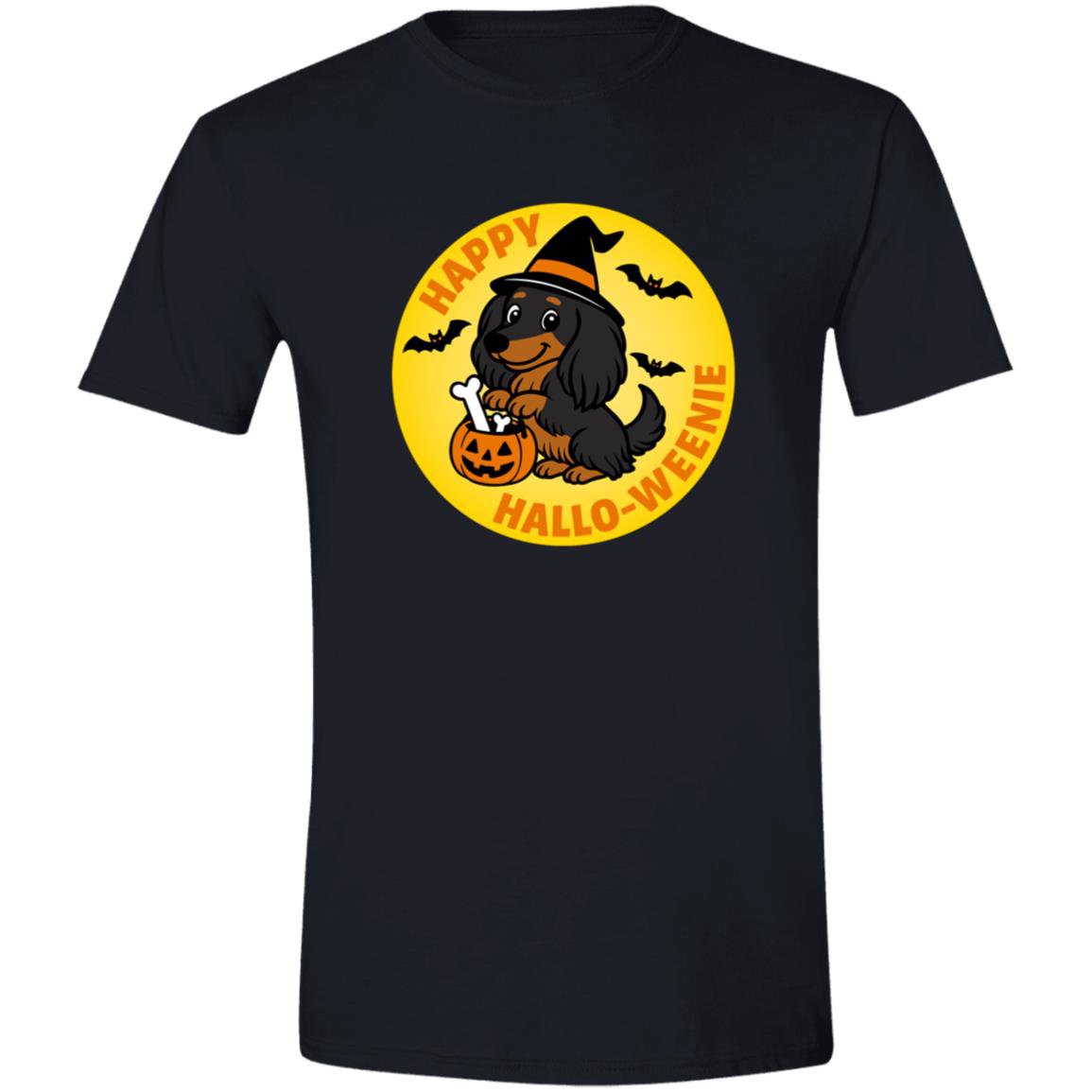CustomCat T-Shirts Black / S Dachshund Halloweenie Long Hair Black/Tan T-Shirts