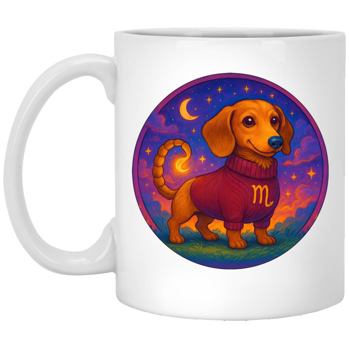 CustomCat Mugs 11oz White Mug Scorpio Dachshund Zodiac Mugs