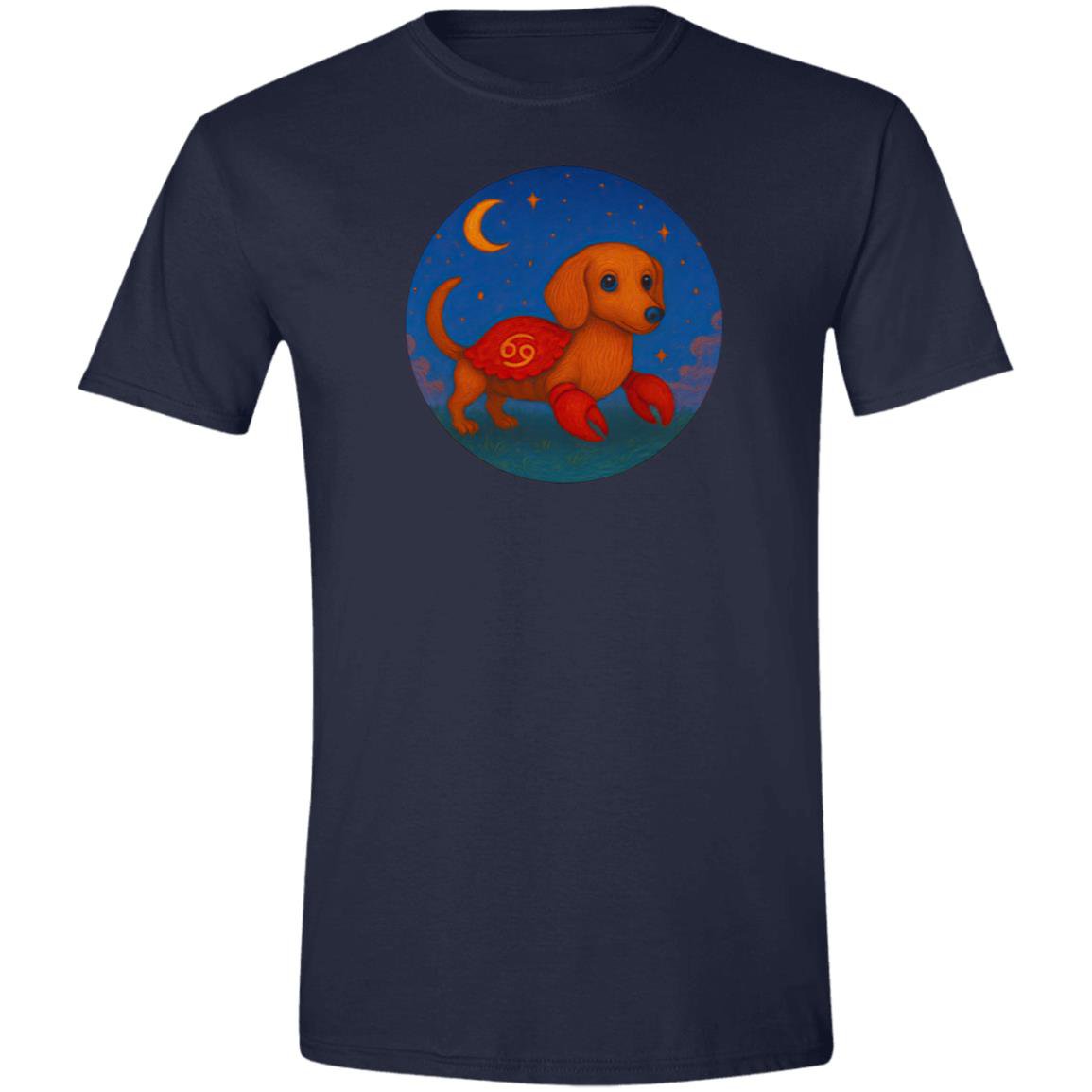 CustomCat T-Shirts Navy / S Cancer Dachshund Zodiac T-Shirt