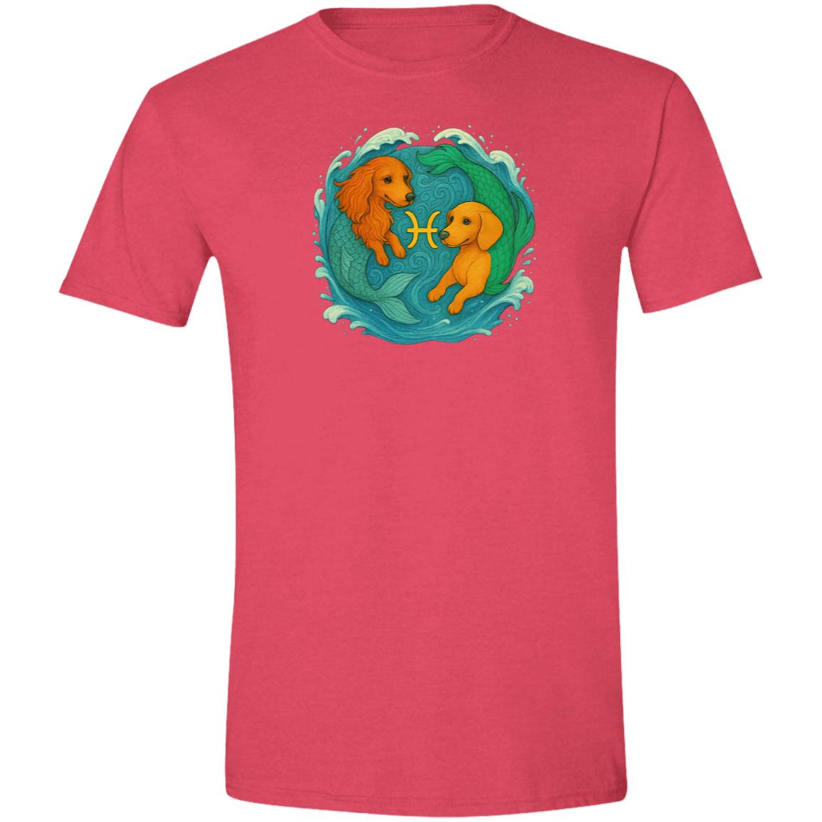 CustomCat T-Shirts Heather Red / S Pisces Dachshund Zodiac T-Shirt