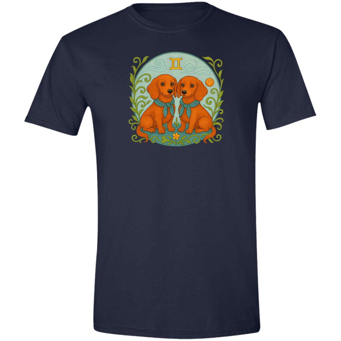 CustomCat T-Shirts Navy / S Gemini Dachshund Zodiac T-Shirt