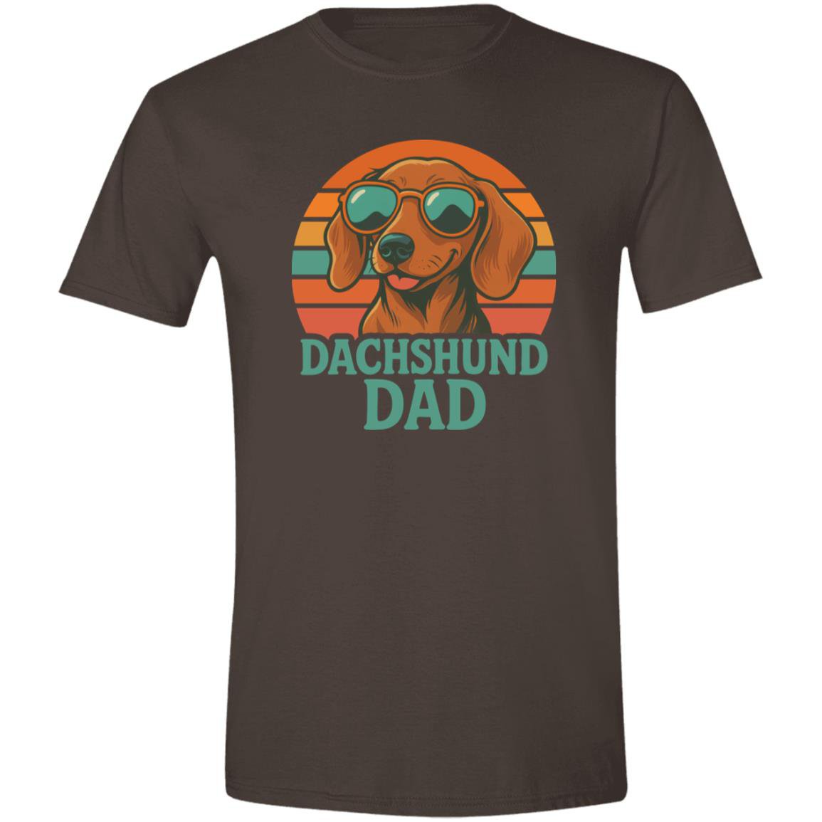 CustomCat T-Shirts Dark Chocolate / X-Small Dachshund Dad Retro Sunset T-Shirt