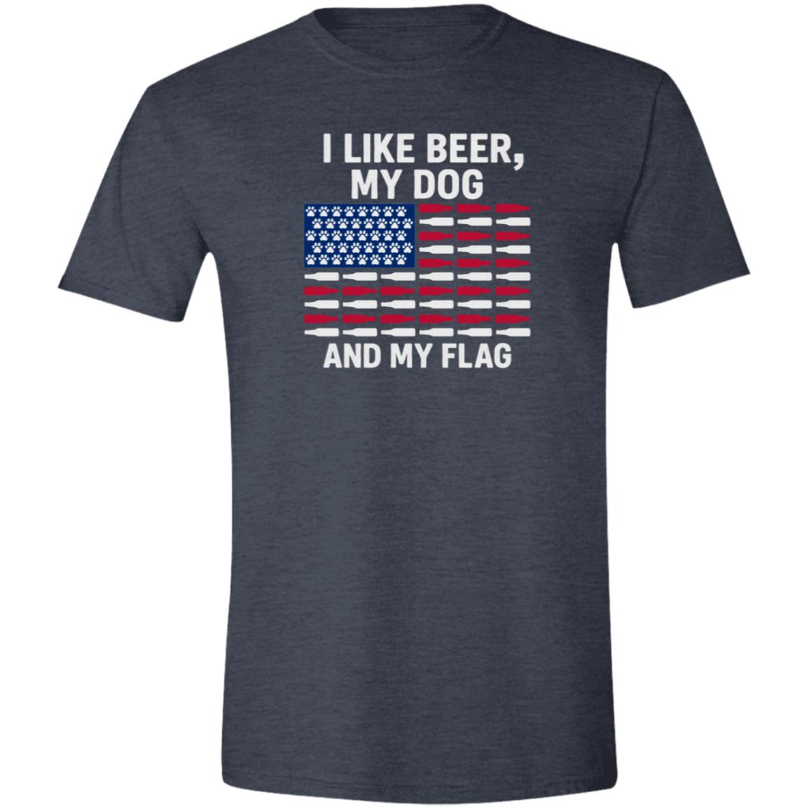 CustomCat T-Shirts Heather Navy / X-Small I Like Beer, My Dog, and My Flag (paws) T-Shirt